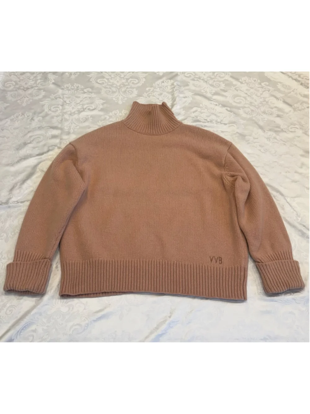 Victoria Victoria Beckham Blush Pink Relaxed Funnel Neck Lambswool Sweater Large